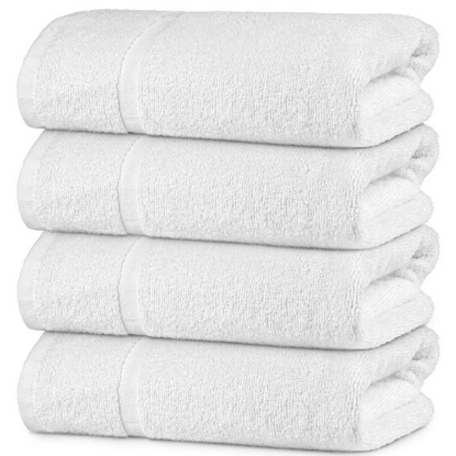 Picture of Economy 24" x 50" 100% Cotton Blend Cam Bath Towel Optic White 10 lb