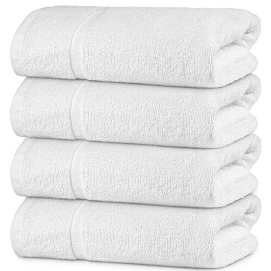 Picture of Economy 24" x 50" 100% Cotton Blend Cam Bath Towel Optic White 10 lb