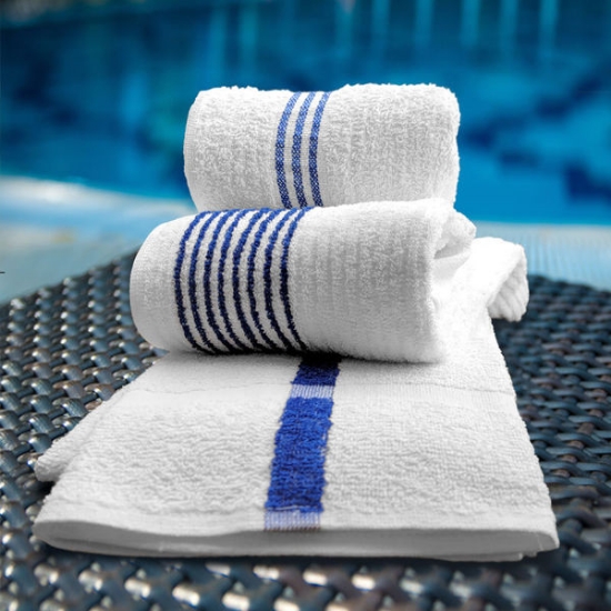 Picture of Pool Towel 24" x  48"  Economy Blue Center Stripe Bale Pack 8 lb